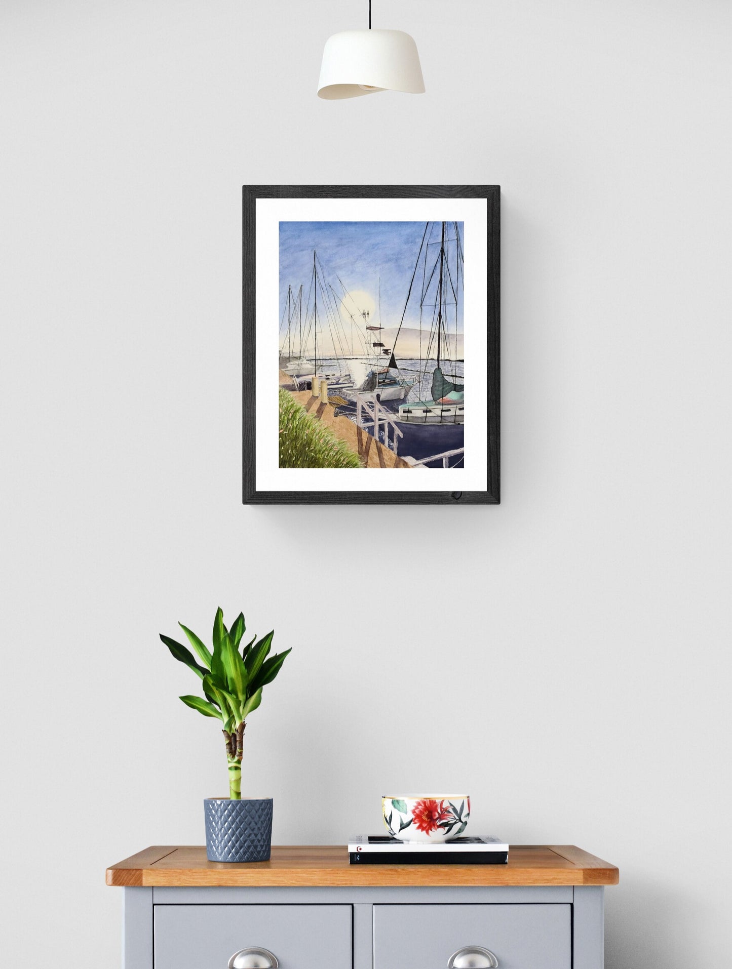 Maui Boats watercolor painting