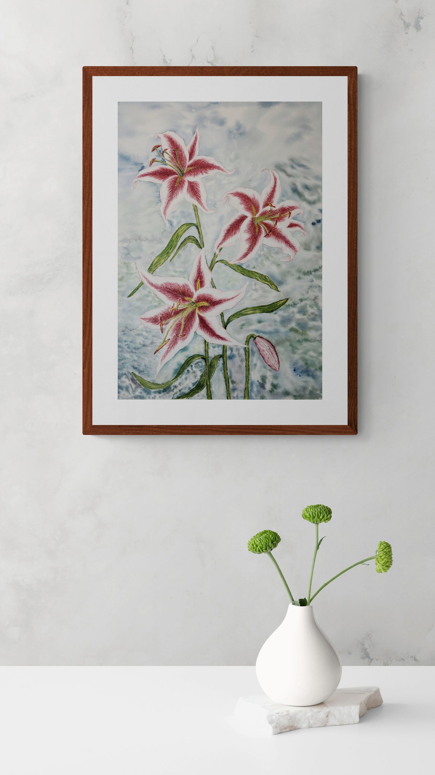 Stargazer Lilies watercolor painting