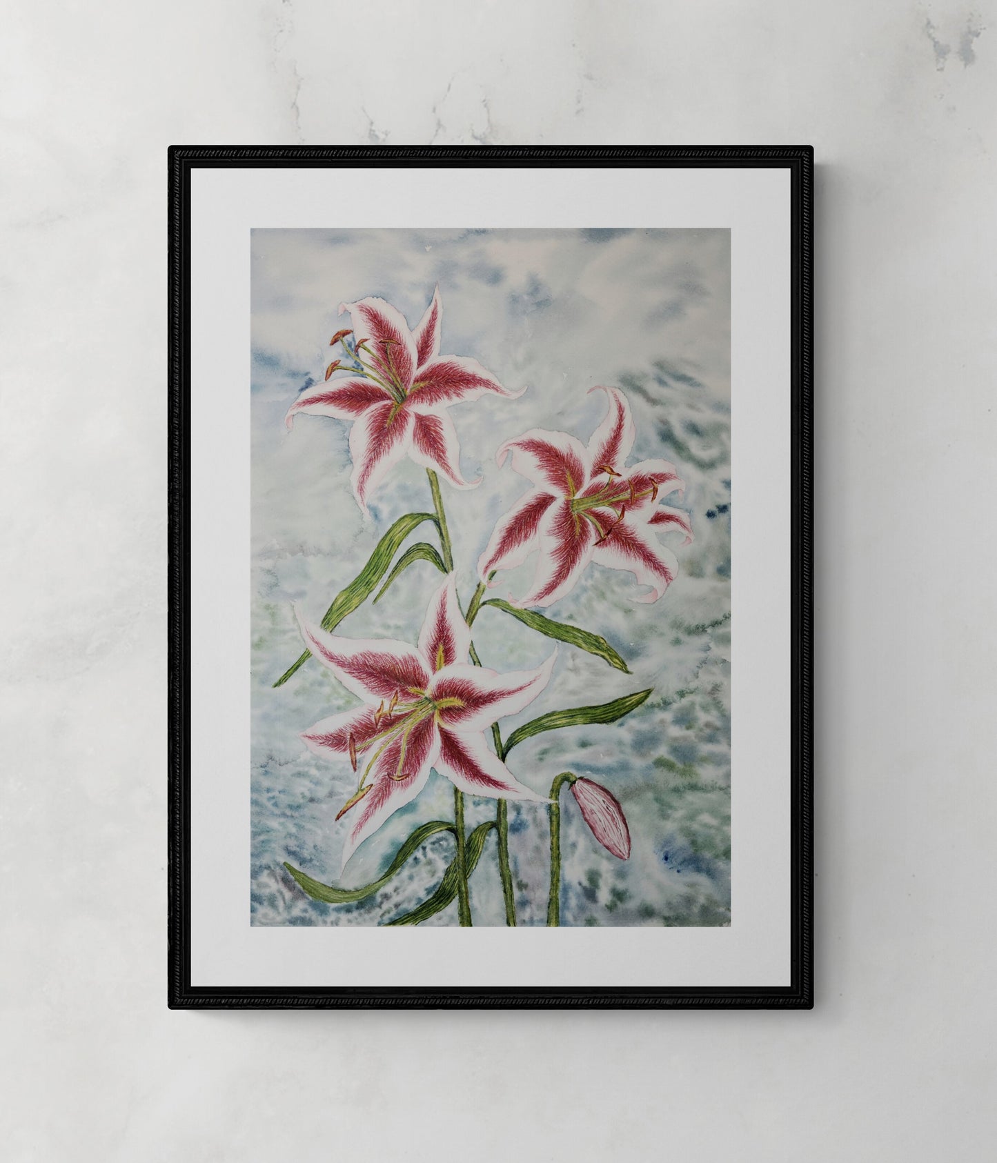Stargazer Lilies watercolor painting