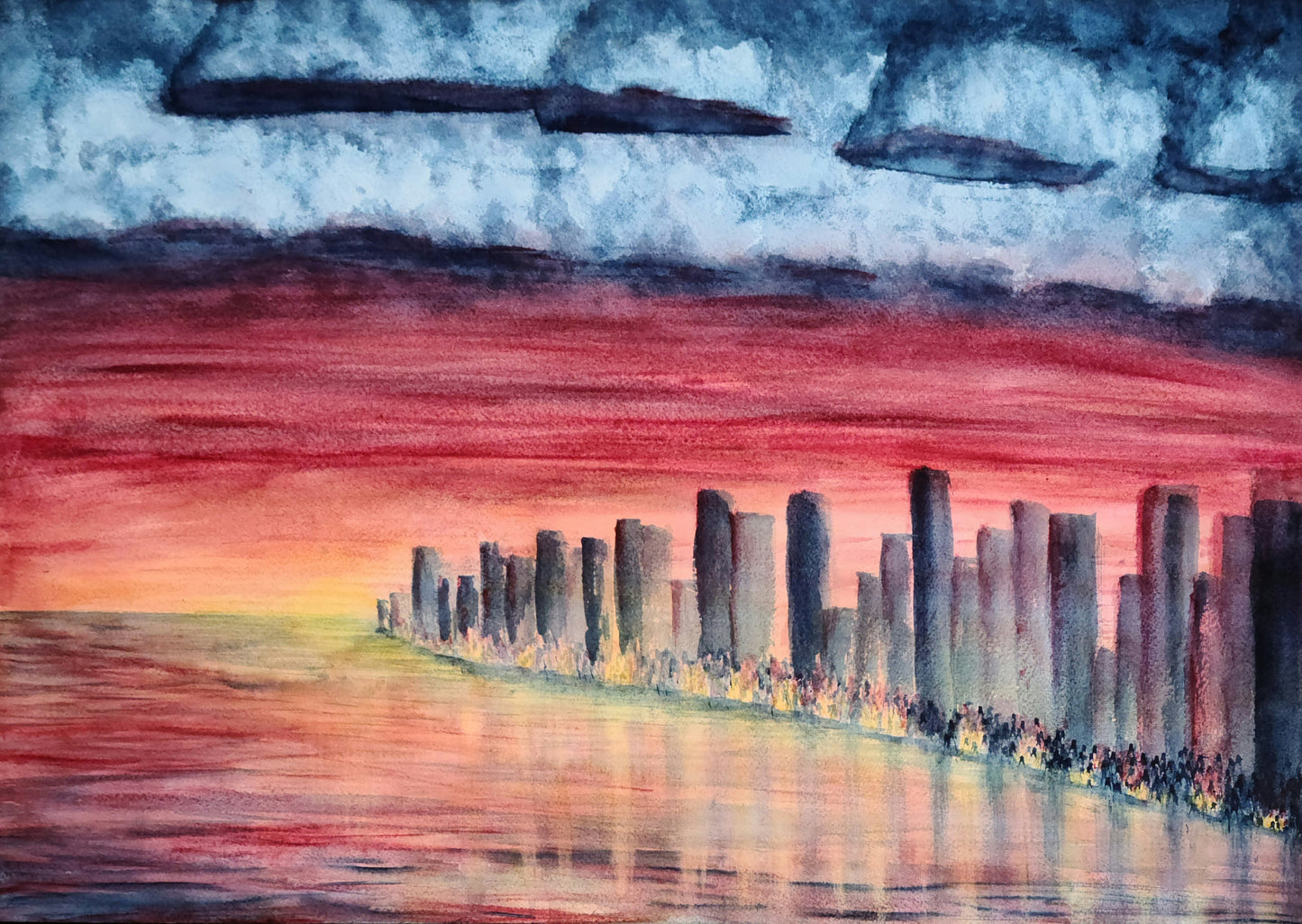 Skyline Sunset desktop wallpaper - digital download