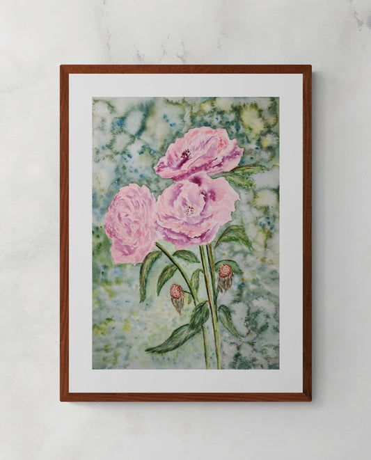 Autumn Roses watercolor painting