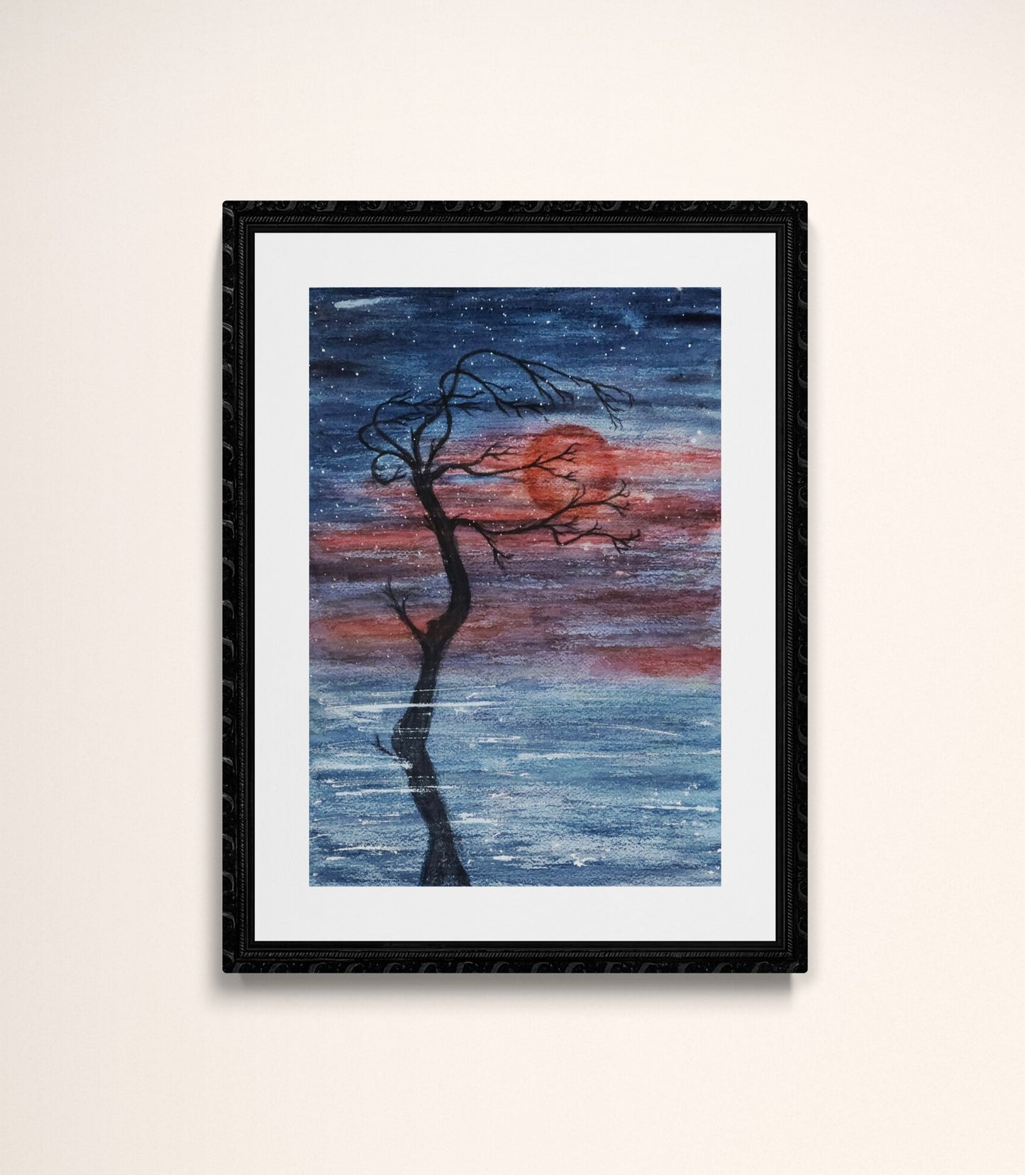 Blood Moon Caress watercolor painting