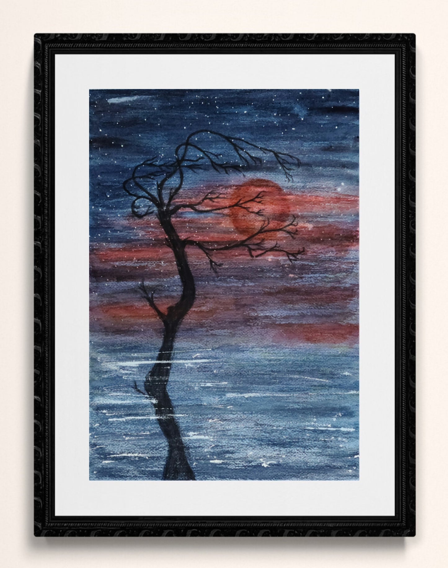 Blood Moon Caress watercolor painting