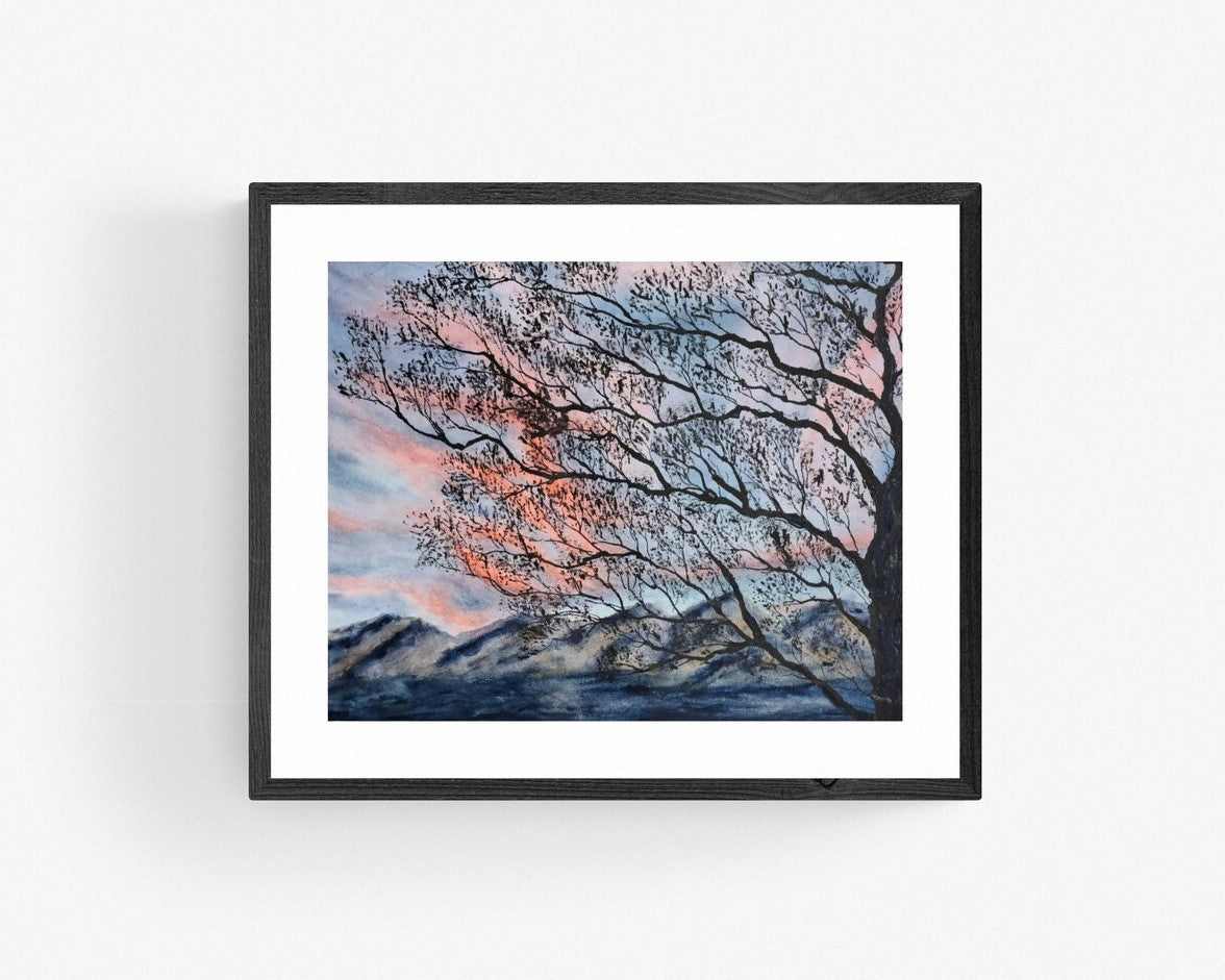 Mesquite Sunset watercolor painting
