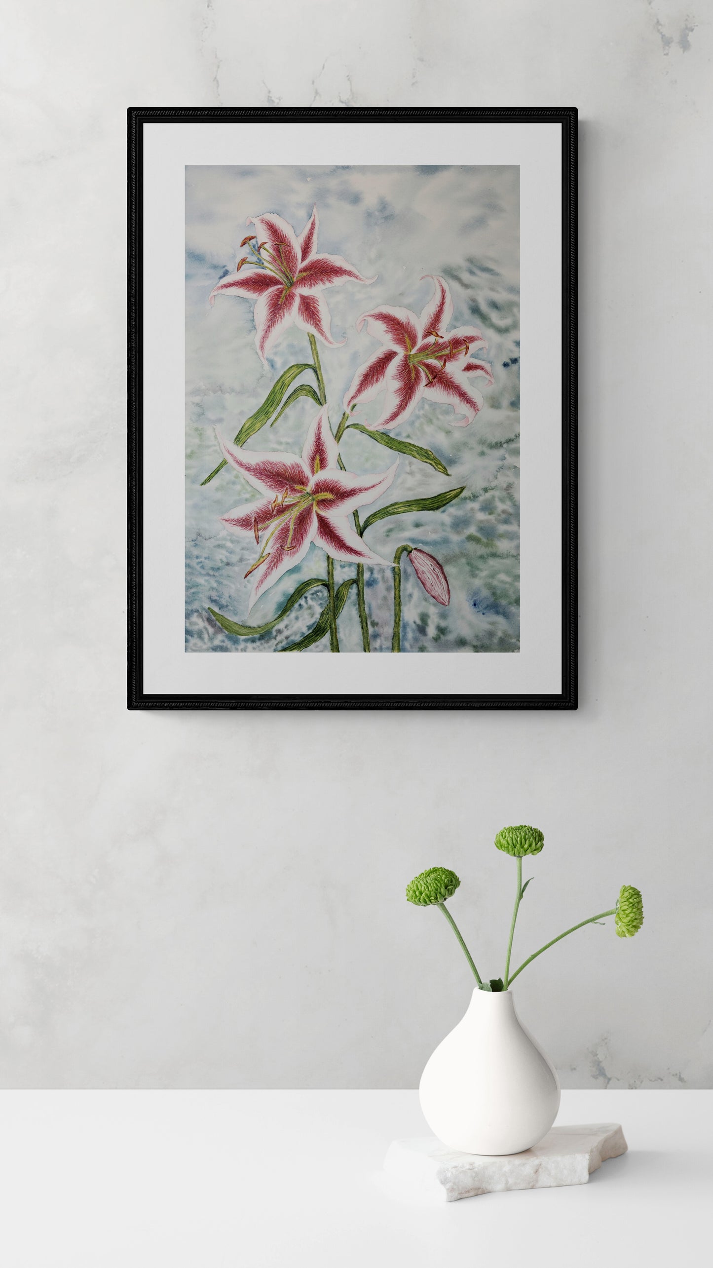 Stargazer Lilies watercolor painting